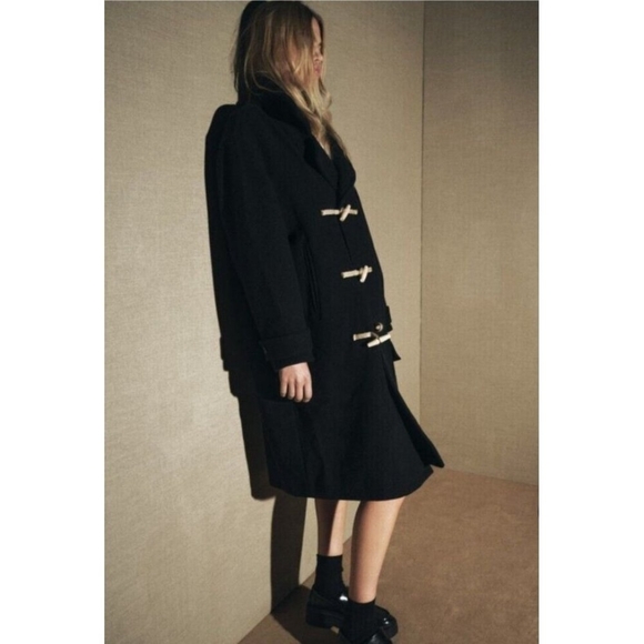 ZARA WOOL BLEND COAT WITH TOGGLES LIMITED EDITION BLACK SIZE M REF. 3057/783 - Picture 14 of 15